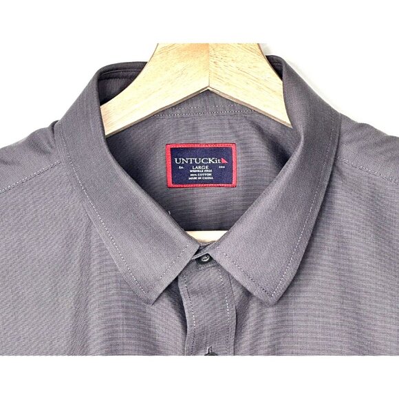 UNTUCKit Mens Button Up Shirt Wrinkle Free Cotton Sanglovese 03046 Grey Sz Large - Picture 3 of 13